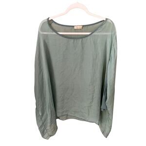 Sheer Silk Blouse OS Made in Italy Boho Balletcore 3/4 Sleeve Romantic Top